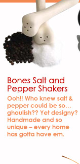 Ooh!! Who knew salt & pepper could be so...ghoulish?? Yet designy? Handmade and so unique  every home has gotta have em.